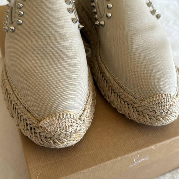 Christian Louboutin Spike Beige Espaboat Espadrilles Flat Shoes size 40 - Picture 4 of 14